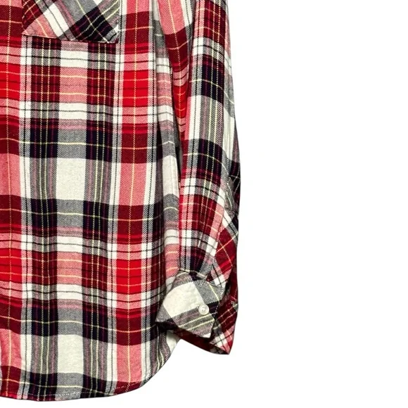 Rails Hunter Red Navy Plaid Super Soft Button Front Long Sleeve Flannel Shirt - Picture 4 of 10